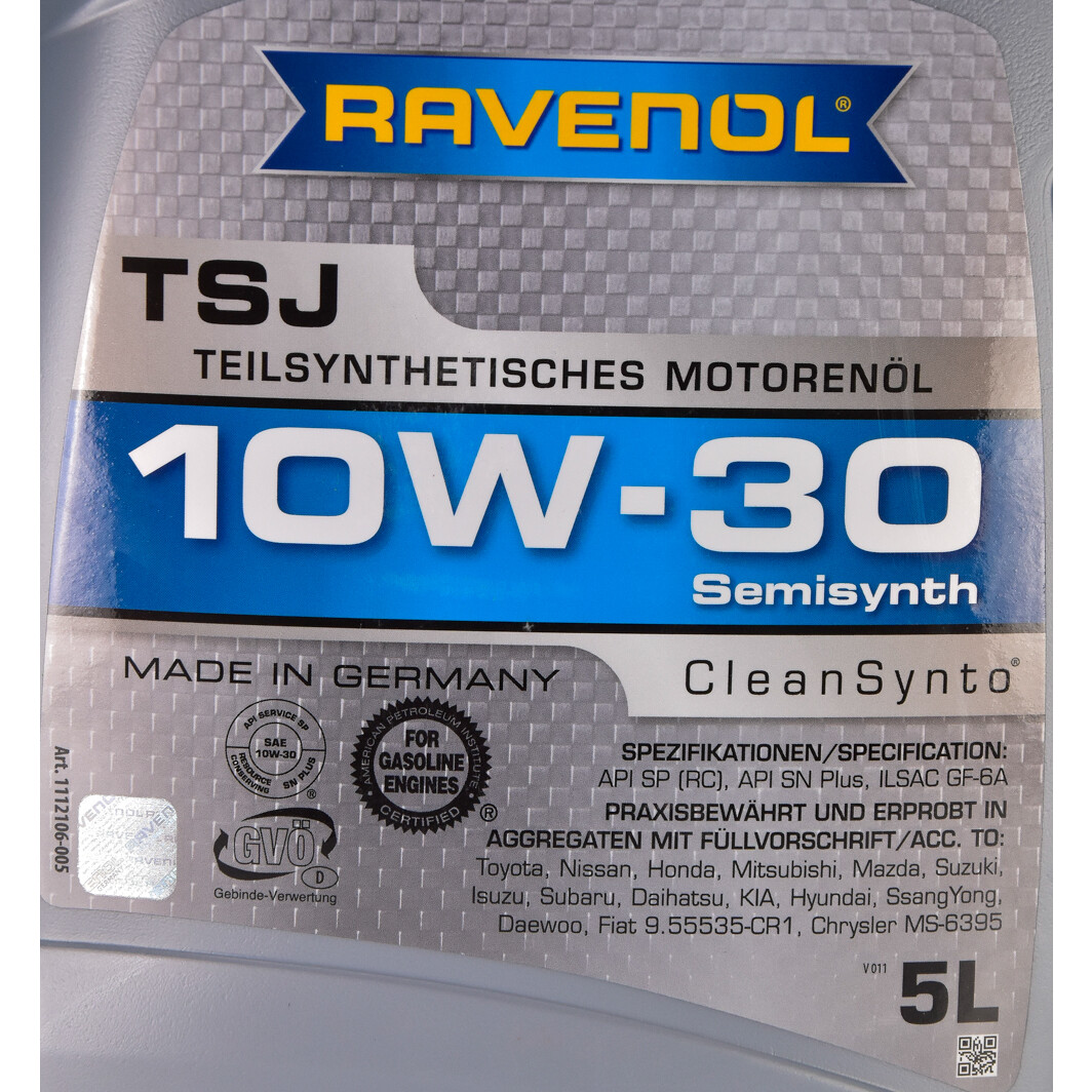 Моторна олива Ravenol TSJ 10W-30 5 л на Kia Picanto