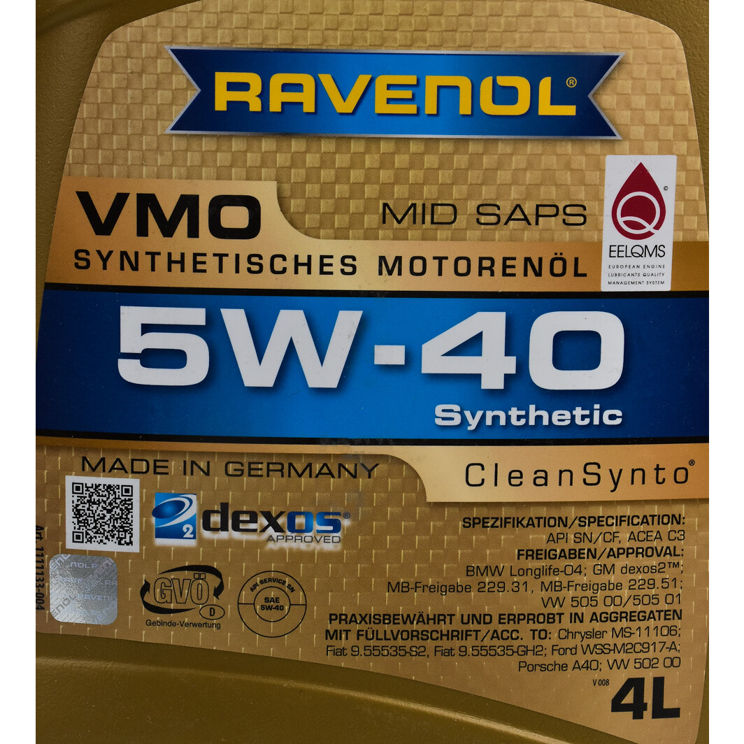 Моторное масло Ravenol VMO 5W-40 4 л на Citroen ZX