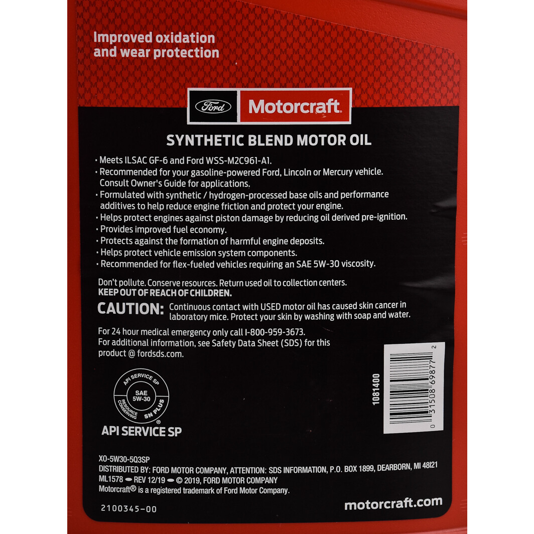 Моторна олива Ford Motorcraft Synthetic Blend 5W-30 4,73 л на Mitsubishi Mirage