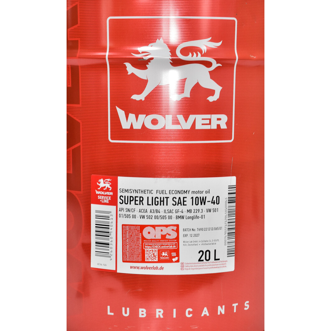 Моторна олива Wolver Super Light 10W-40 20 л на Lexus RX