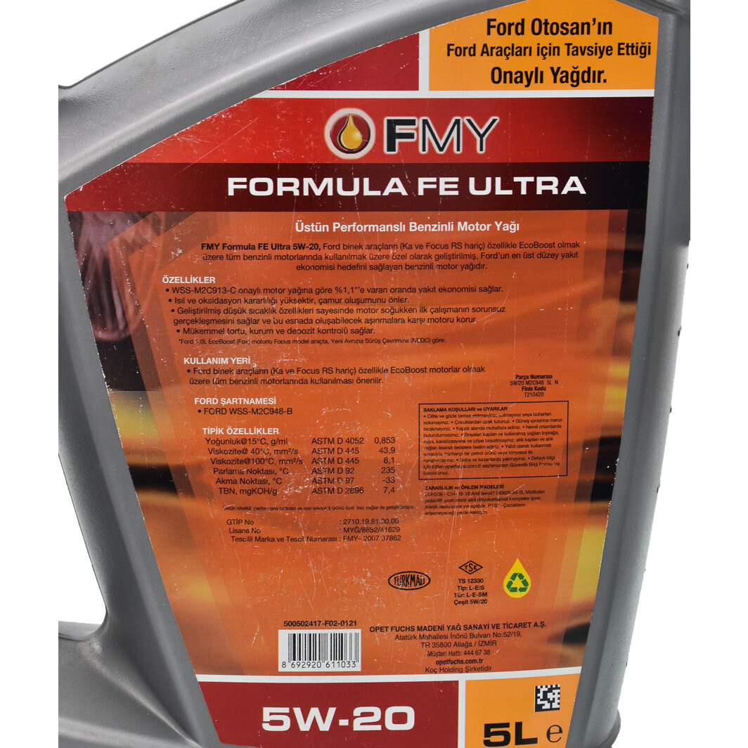 Моторное масло Opet FMY Formula FE Ultra 5W-20 5 л на Toyota Corolla