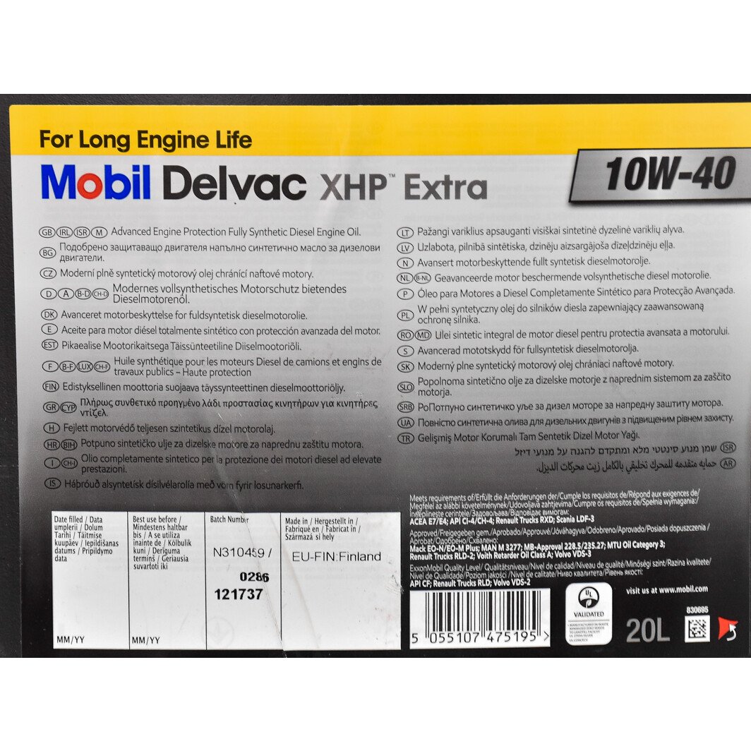 Моторное масло Mobil Delvac XHP Extra 10W-40 на Renault Scenic