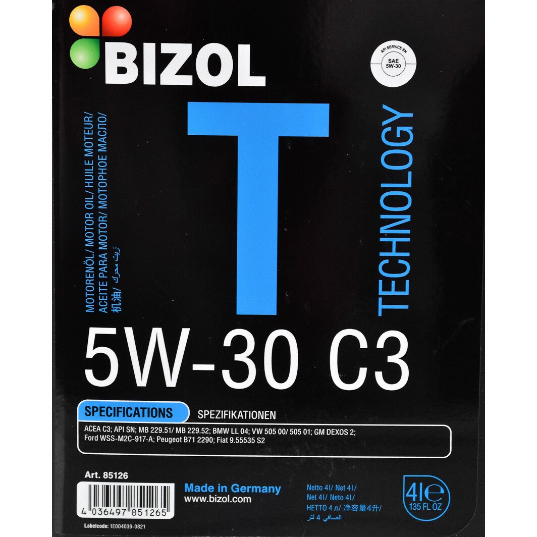 Моторна олива Bizol Technology C3 5W-30 4 л на Honda City
