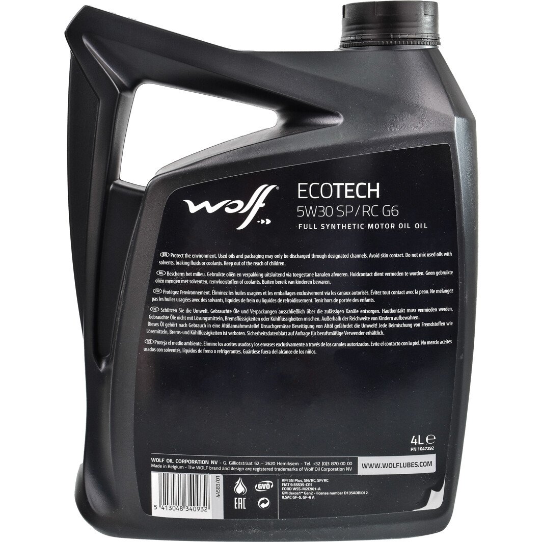 Моторное масло Wolf Ecotech SP/RC G6 5W-30 4 л на Honda Stream