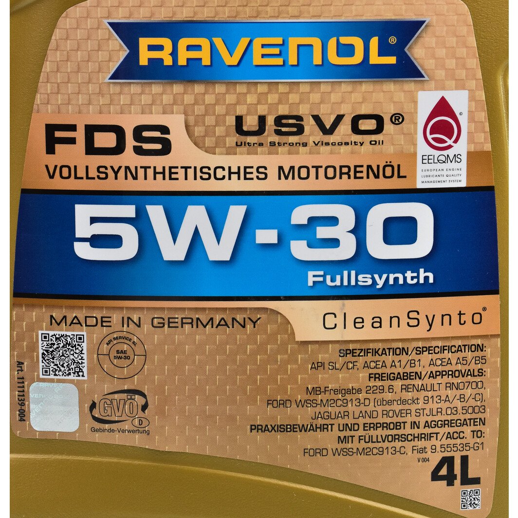 Моторна олива Ravenol FDS 5W-30 4 л на Toyota RAV4