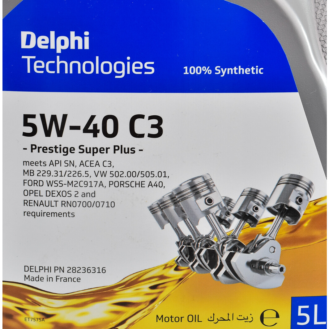 Моторное масло Delphi Prestige Super Plus C3 5W-40 5 л на Suzuki Celerio