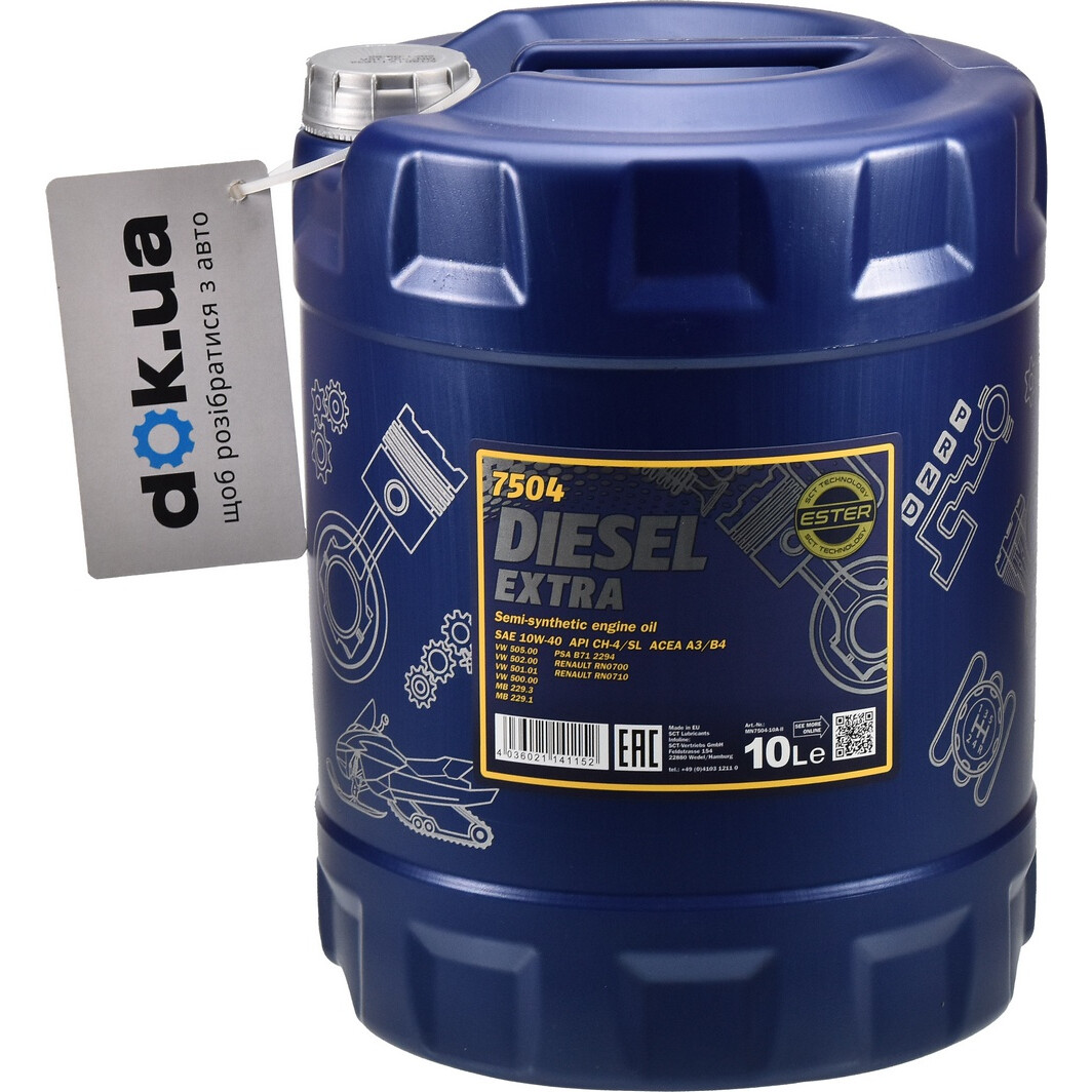 Моторна олива Mannol Diesel Extra 10W-40 10 л на Hyundai ix35