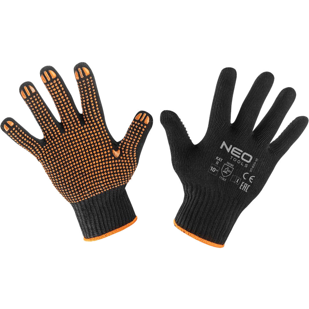 Рукавички робочі Neo Tools хб з поліестеровим покриттям чорні XL (10