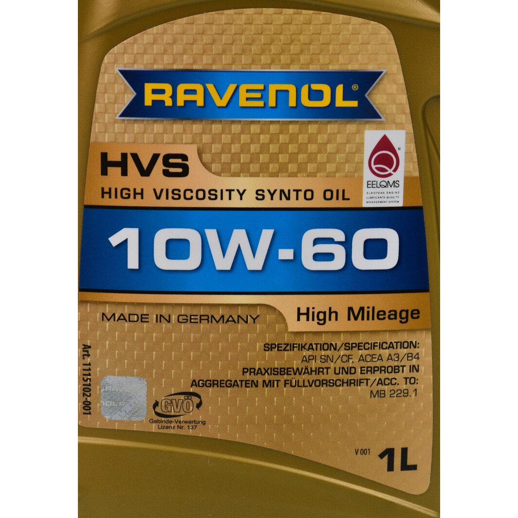 Моторна олива Ravenol HVS 10W-60 1 л на Mazda MPV