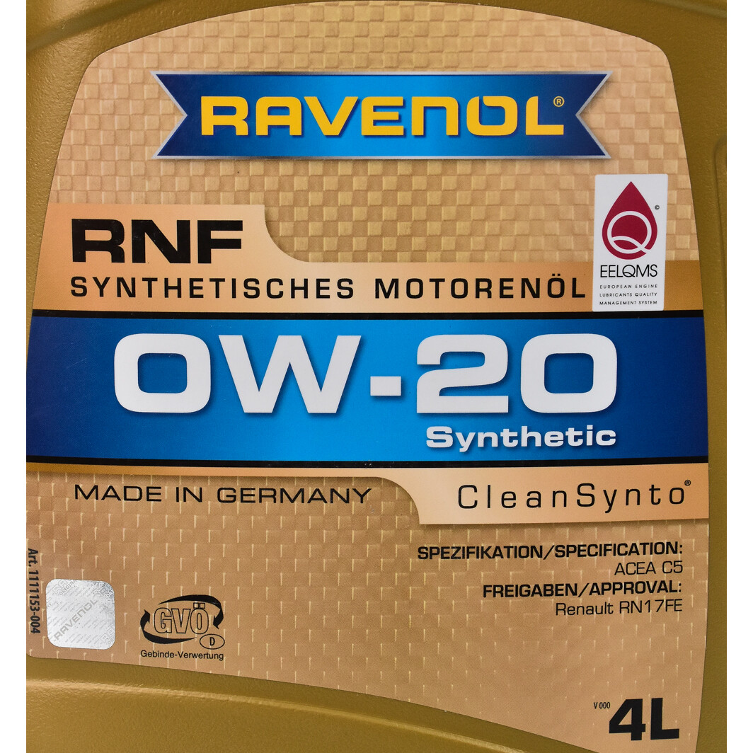Моторна олива Ravenol RNF 0W-20 4 л на Lexus RX
