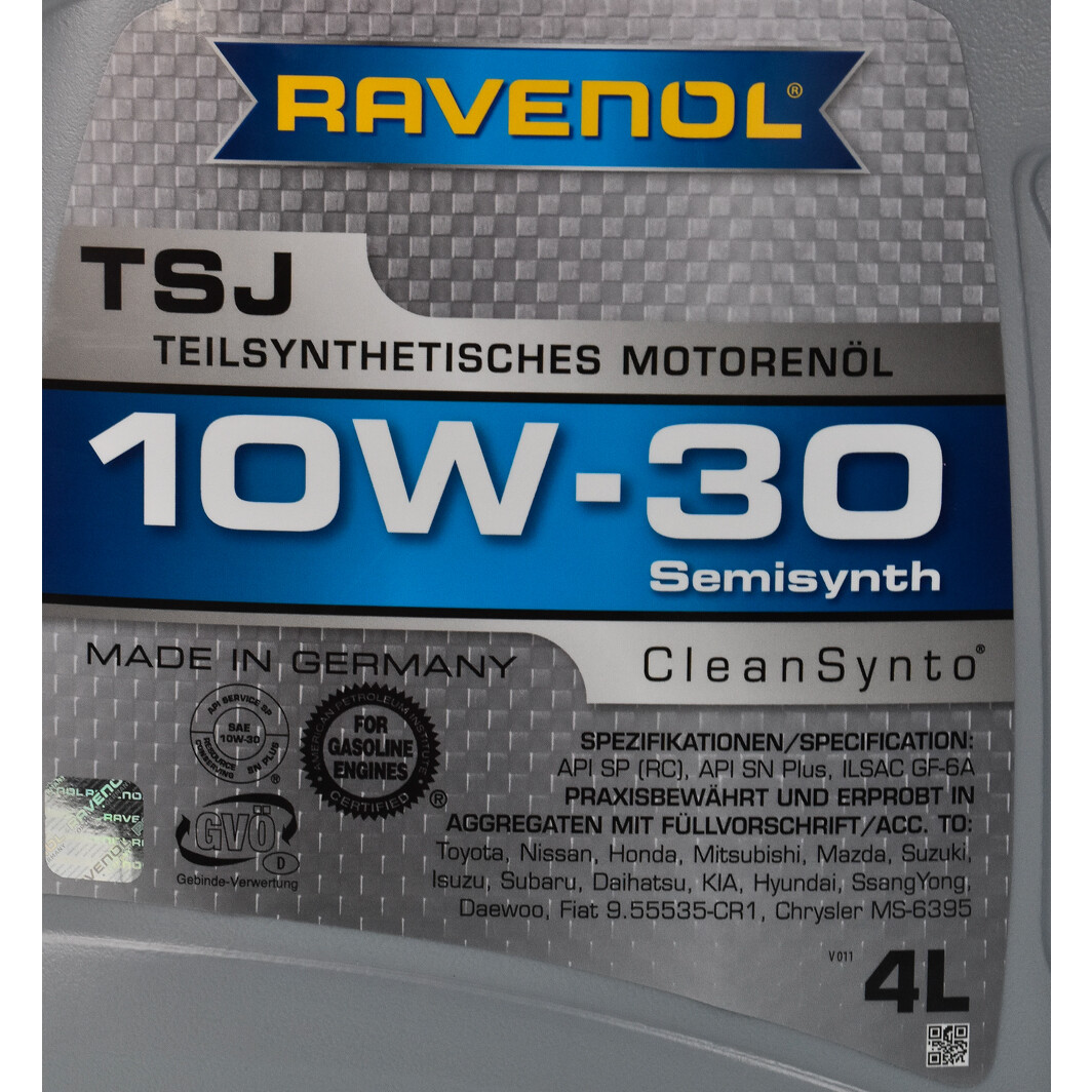 Моторна олива Ravenol TSJ 10W-30 4 л на BMW 1 Series