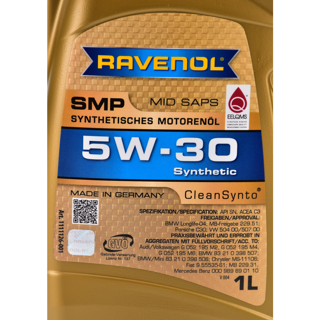 Моторное масло Ravenol SMP 5W-30 1 л на Mercedes CLK-Class