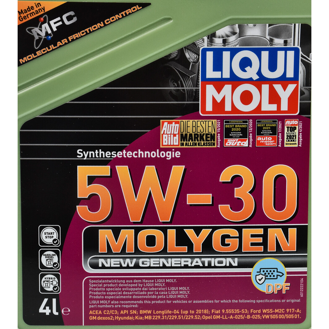 Моторное масло Liqui Moly Molygen New Generation DPF 5W-30 4 л на Dacia Lodgy