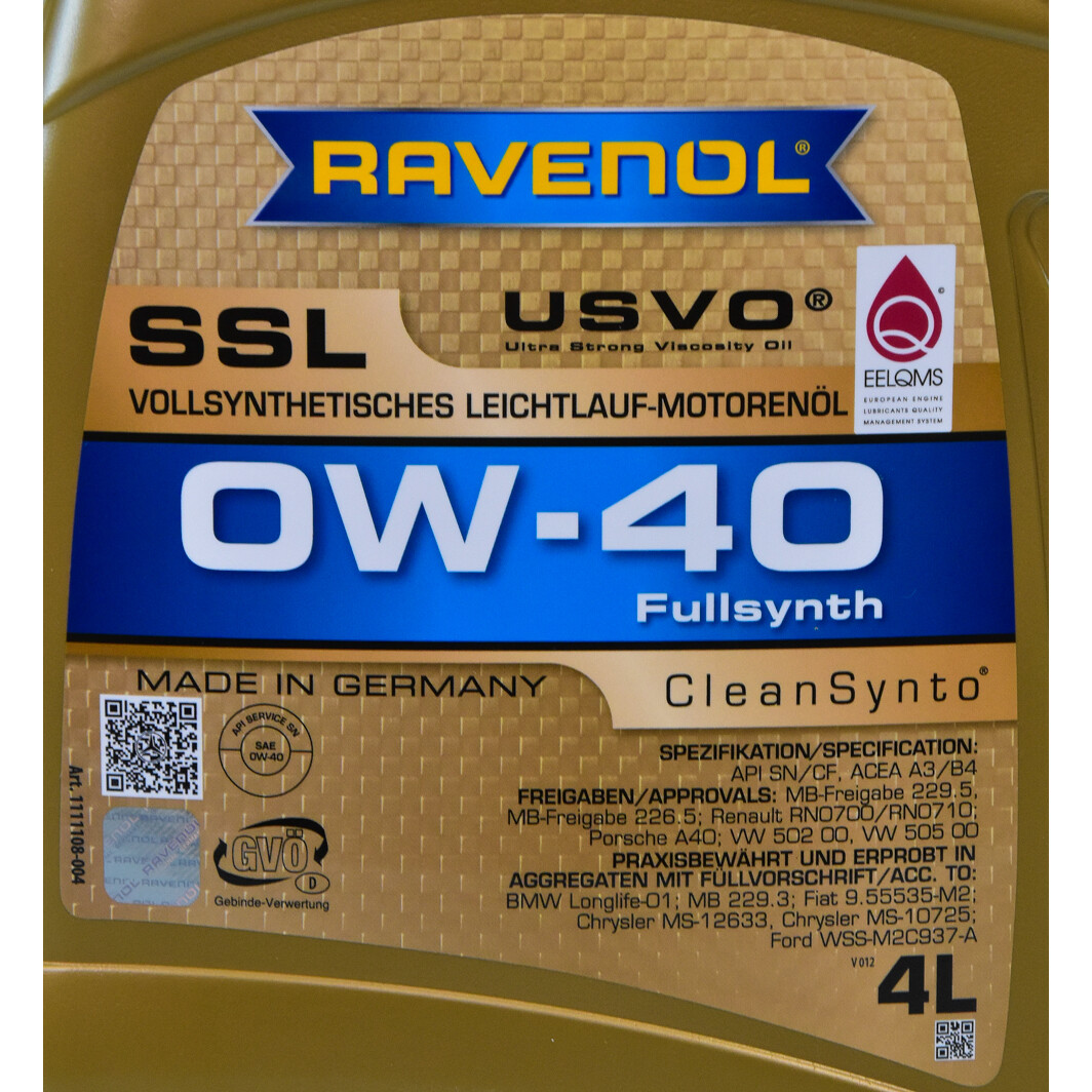 Моторна олива Ravenol SSL 0W-40 4 л на Toyota Alphard