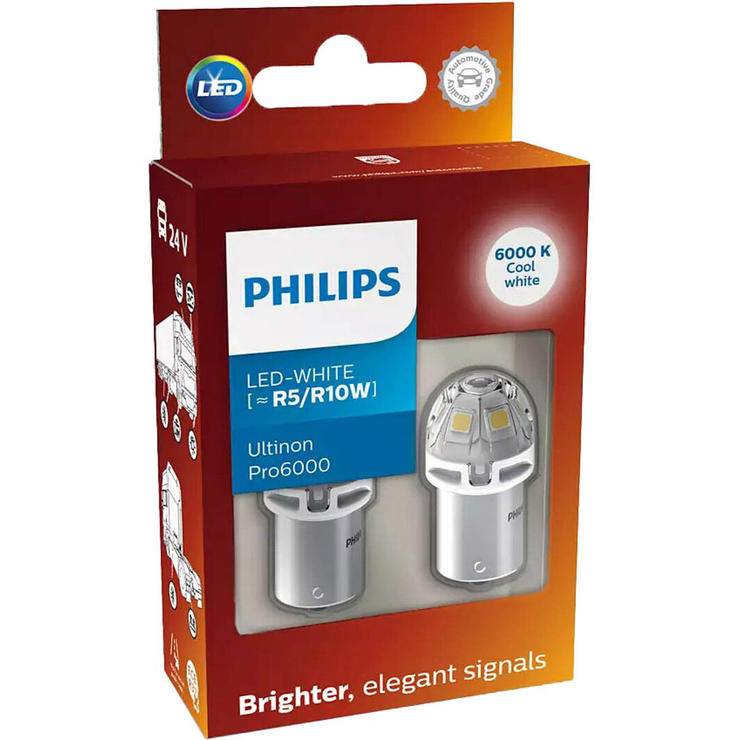 Автолампа Philips Ultinon Pro6000 R10W BA15s 5 W 10 W 24805CU60X2