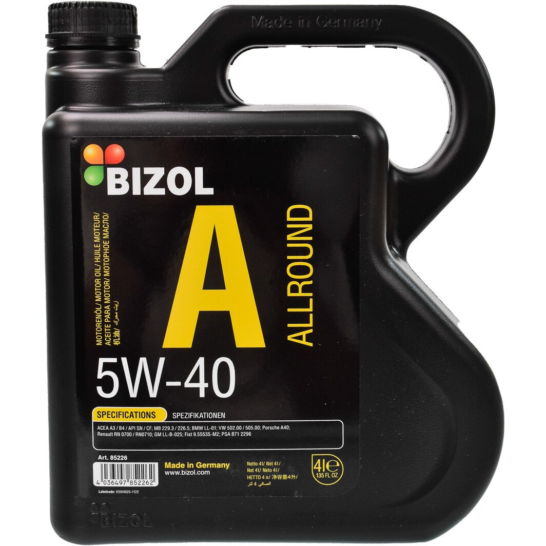 Моторное масло Bizol Allround 5W-40 4 л на Honda City