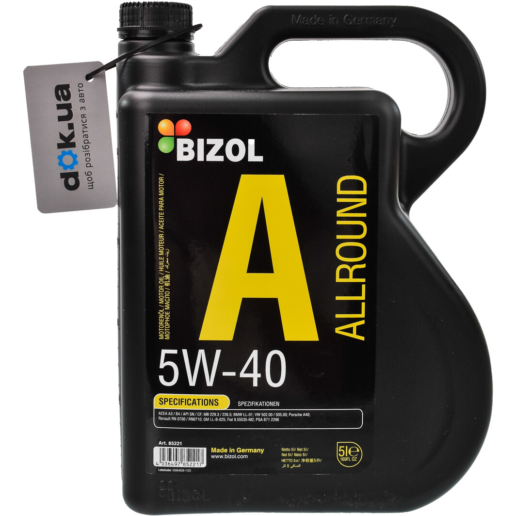 Моторна олива Bizol Allround 5W-40 5 л на Chevrolet Evanda