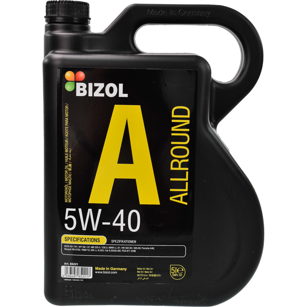 Моторна олива Bizol Allround 5W-40 5 л на Chevrolet Evanda