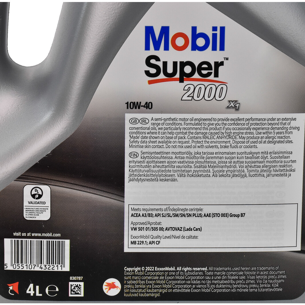 Моторна олива Mobil Super 2000 X1 10W-40 4 л на Nissan Pulsar