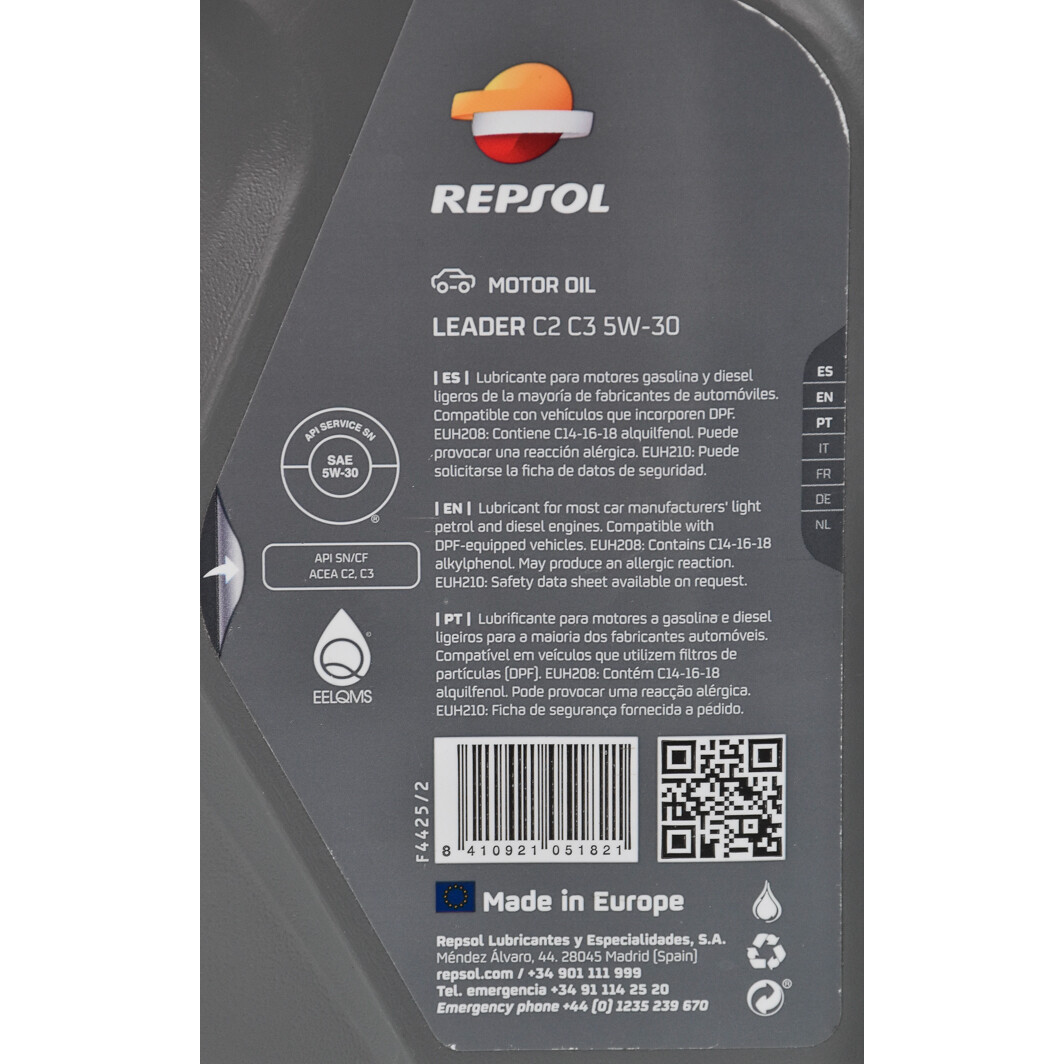 Моторное масло Repsol Leader C2 C3 5W-30 1 л на Renault Grand Scenic
