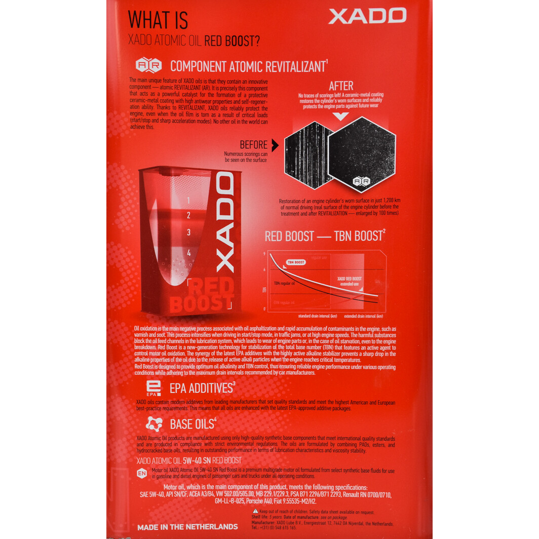 Моторна олива Xado Atomic Oil SN RED BOOST 5W-40 на Mazda MPV