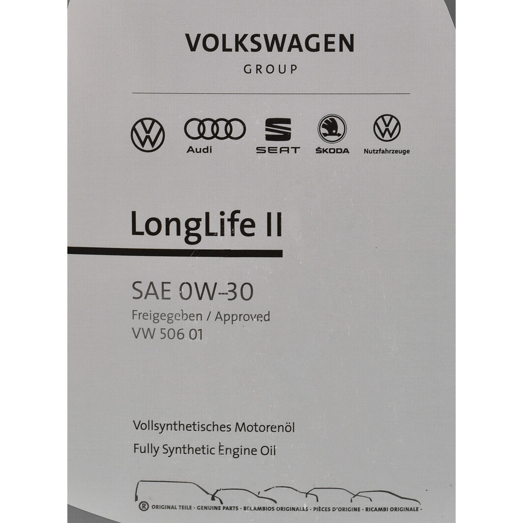 Моторное масло VAG Longlife II 0W-30 4 л на Hyundai Stellar