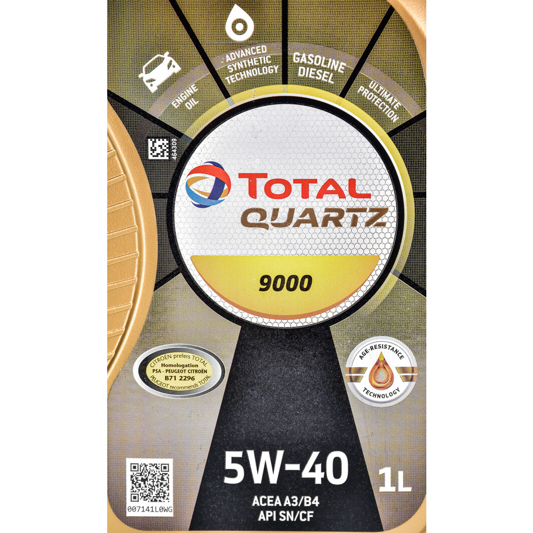 Моторна олива Total Quartz 9000 5W-40 1 л на Opel Sintra