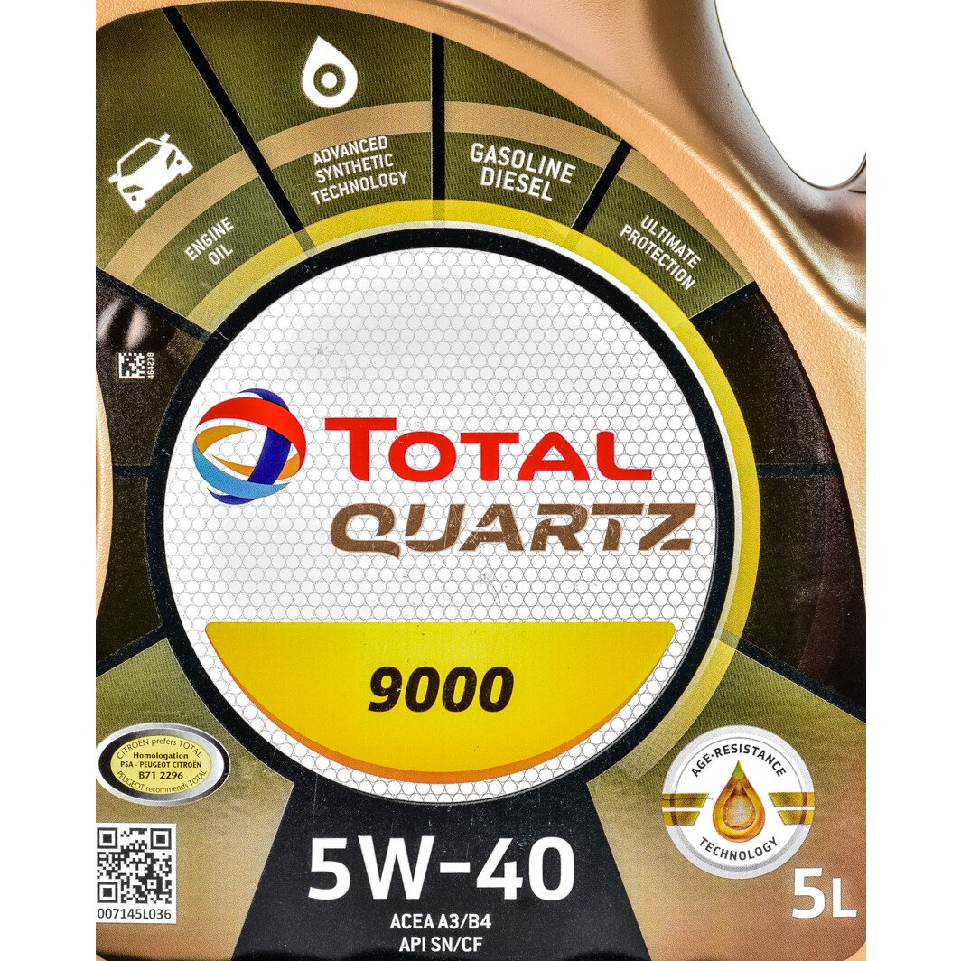 Моторное масло Total Quartz 9000 5W-40 5 л на Kia Retona