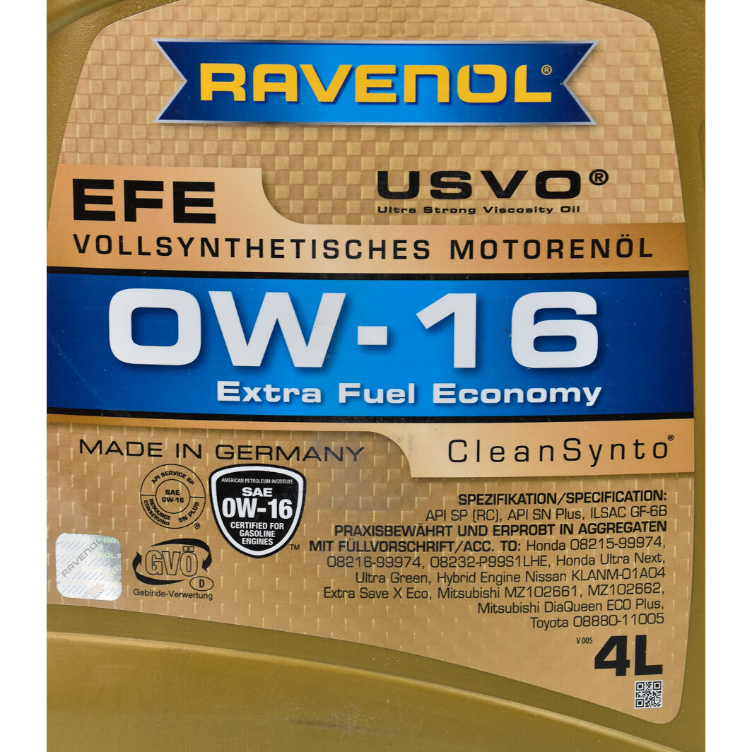 Моторное масло Ravenol EFE 0W-16 4 л на Mazda MX-5