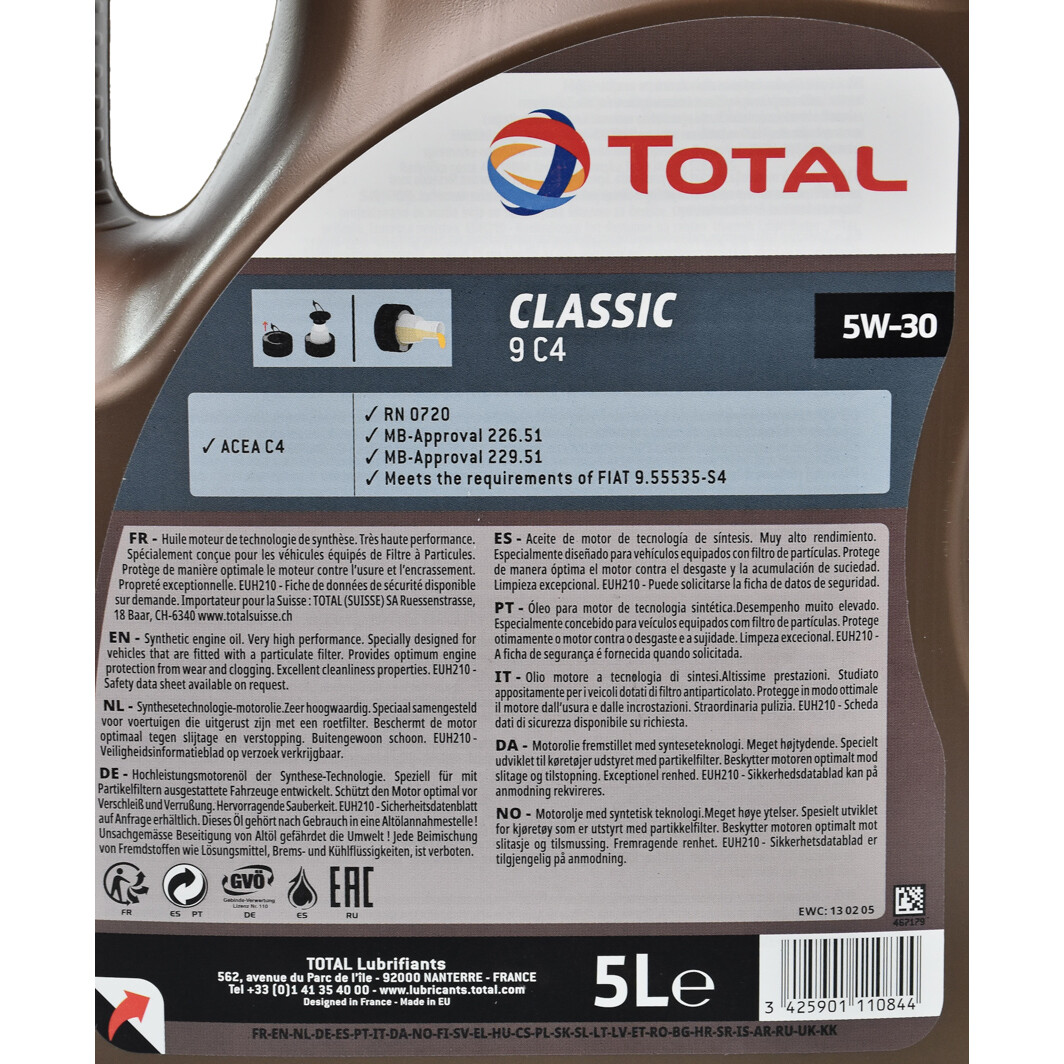 Моторное масло Total Classic 9 C4 5W-30 на Hyundai Tiburon