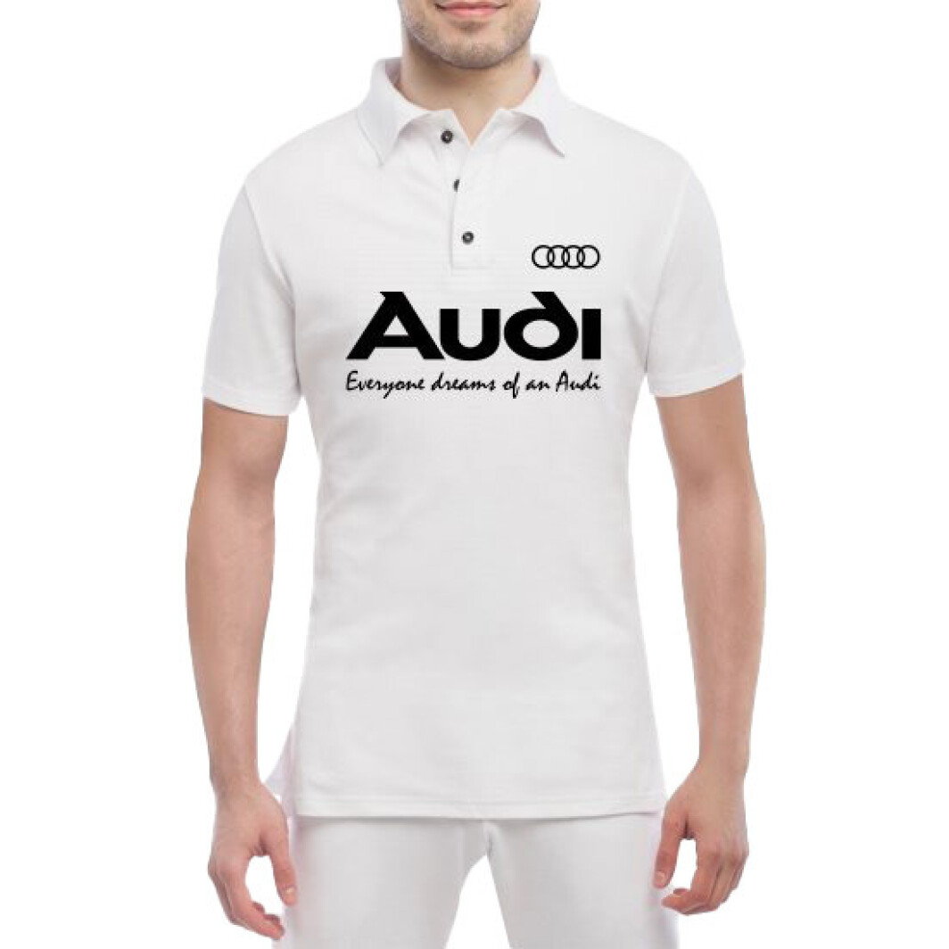 Футболка чоловіча Globuspioner поло Audi Slogans біла принт спереду