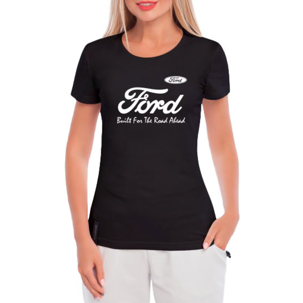 Футболка женская Globuspioner классическая Ford Slogan черная принт спереди XXL