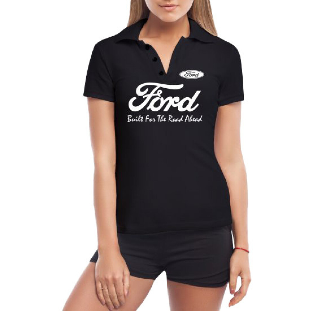Футболка жіноча Globuspioner поло Ford Slogan чорна принт спереду XL