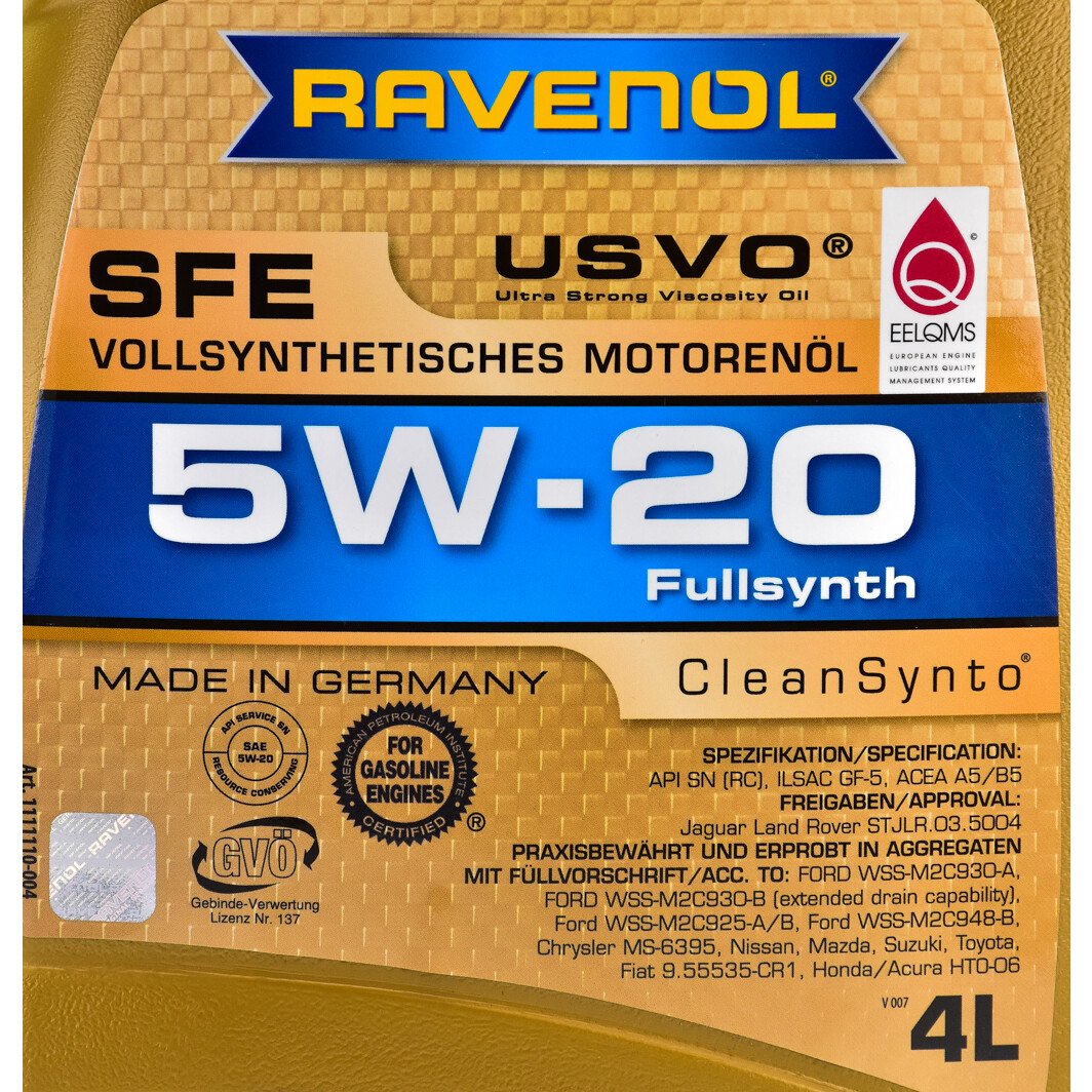 Моторна олива Ravenol SFE 5W-20 4 л на BMW 1 Series