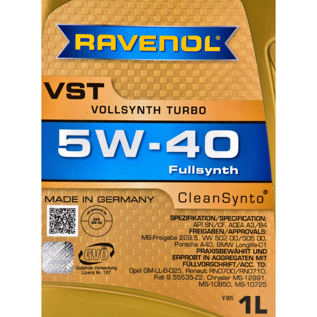 Моторна олива Ravenol VST 5W-40 1 л на Chrysler 300C