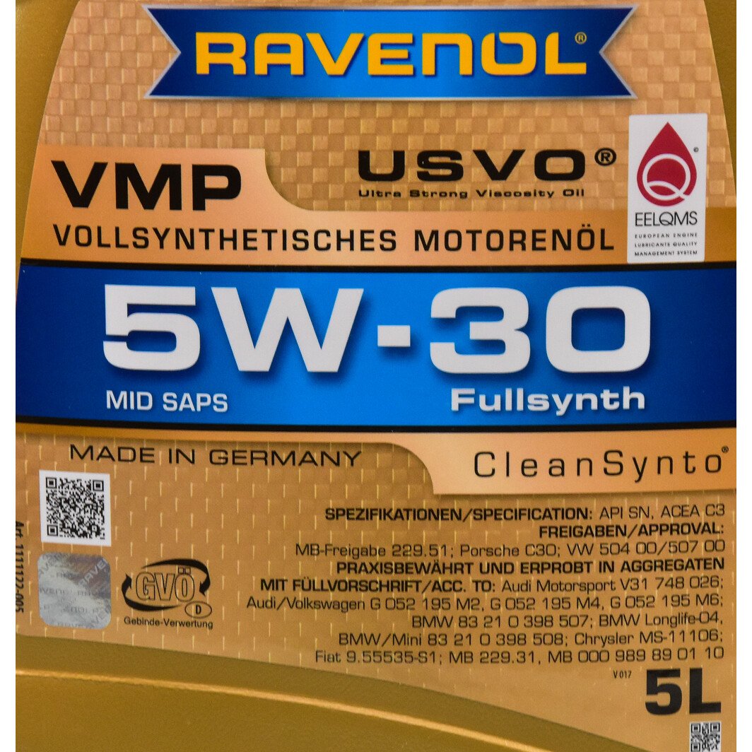 Моторна олива Ravenol VMP 5W-30 5 л на Mazda Premacy