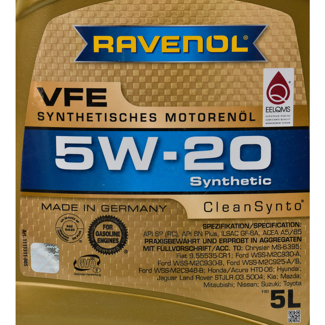 Моторна олива Ravenol VFE 5W-20 5 л на Suzuki Ignis