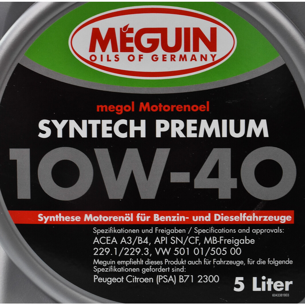 Моторна олива Meguin Syntech Premium 10W-40 5 л на Mercedes E-Class