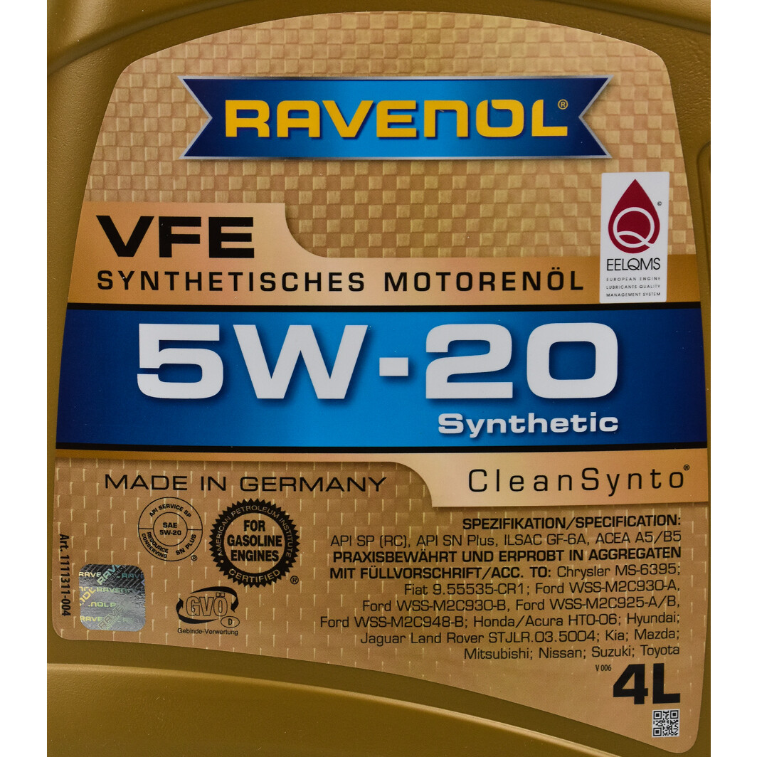 Моторна олива Ravenol VFE 5W-20 4 л на Renault Kangoo