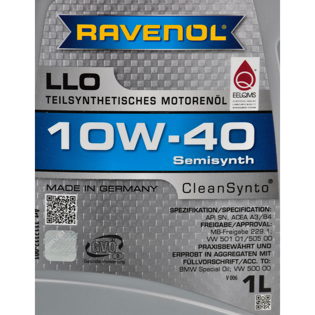 Моторное масло Ravenol LLO 10W-40 1 л на Chevrolet Kalos