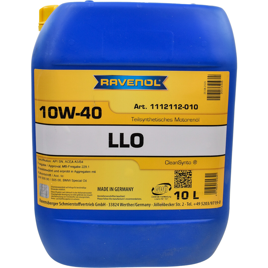 Моторное масло Ravenol LLO 10W-40 10 л на Dodge Caliber