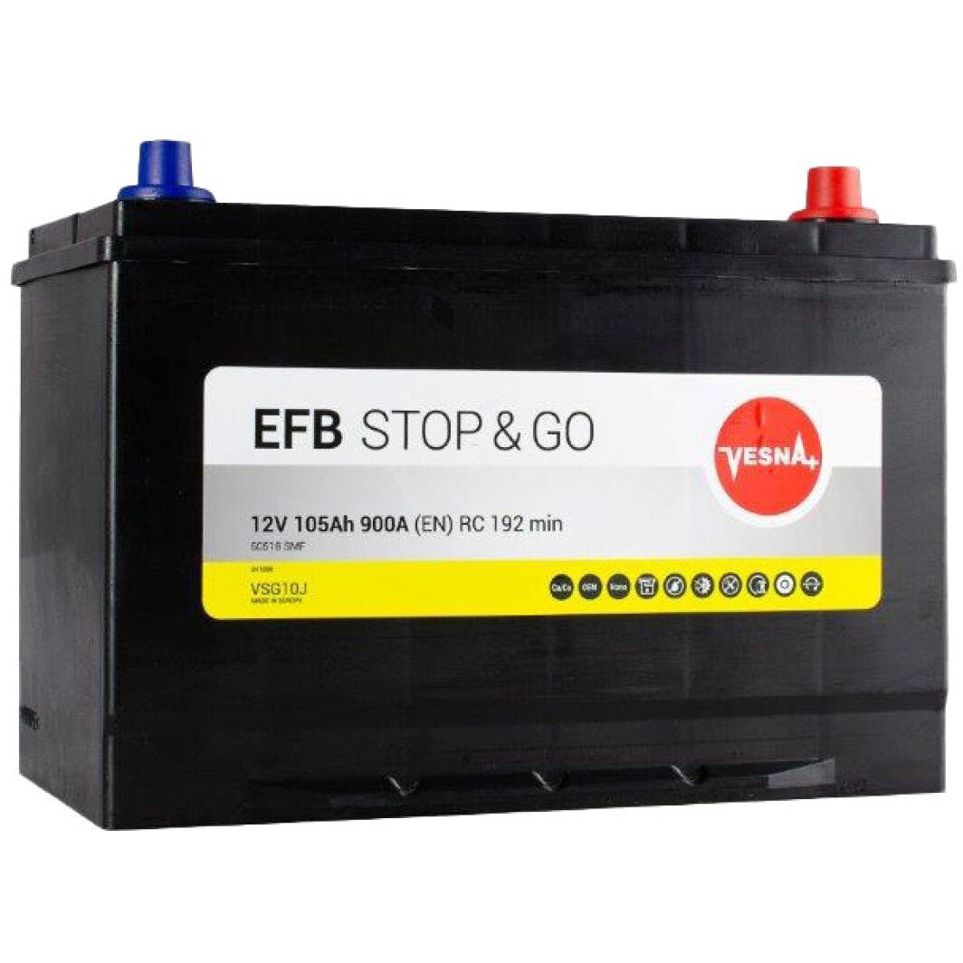 Аккумулятор Vesna 6 CT-105-R Premium Stop&Go EFB 313005
