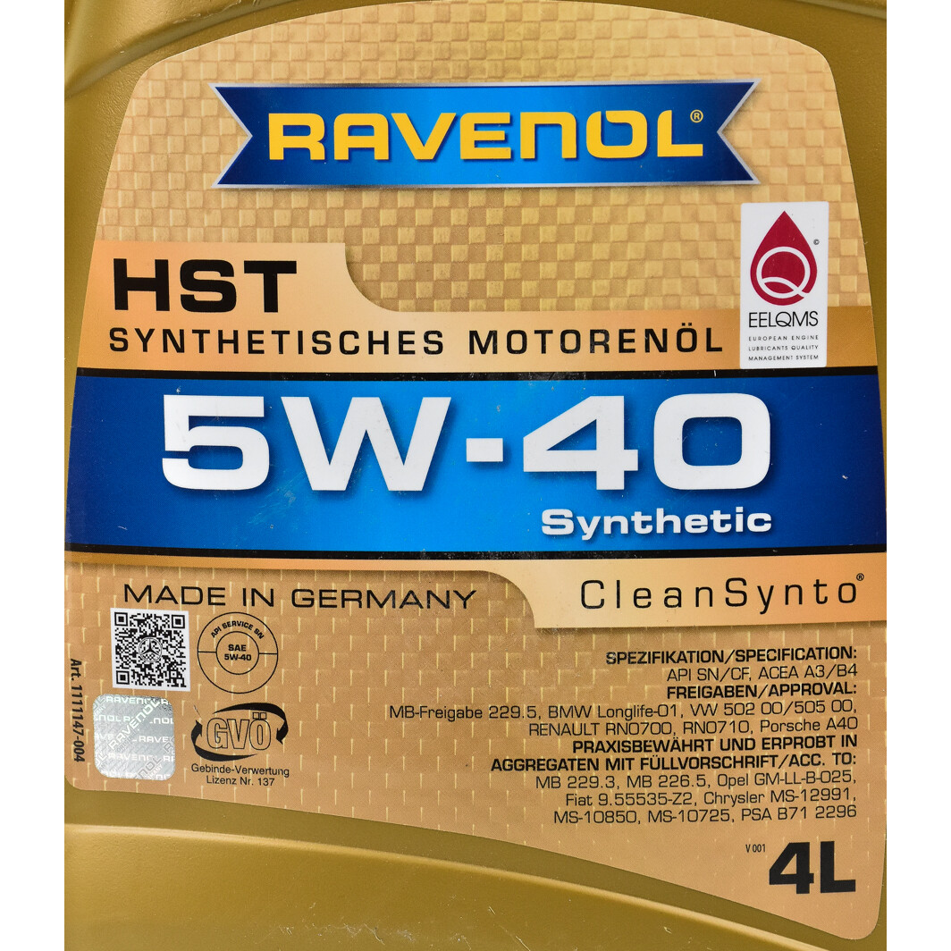 Моторна олива Ravenol HST 5W-40 4 л на Chevrolet Evanda