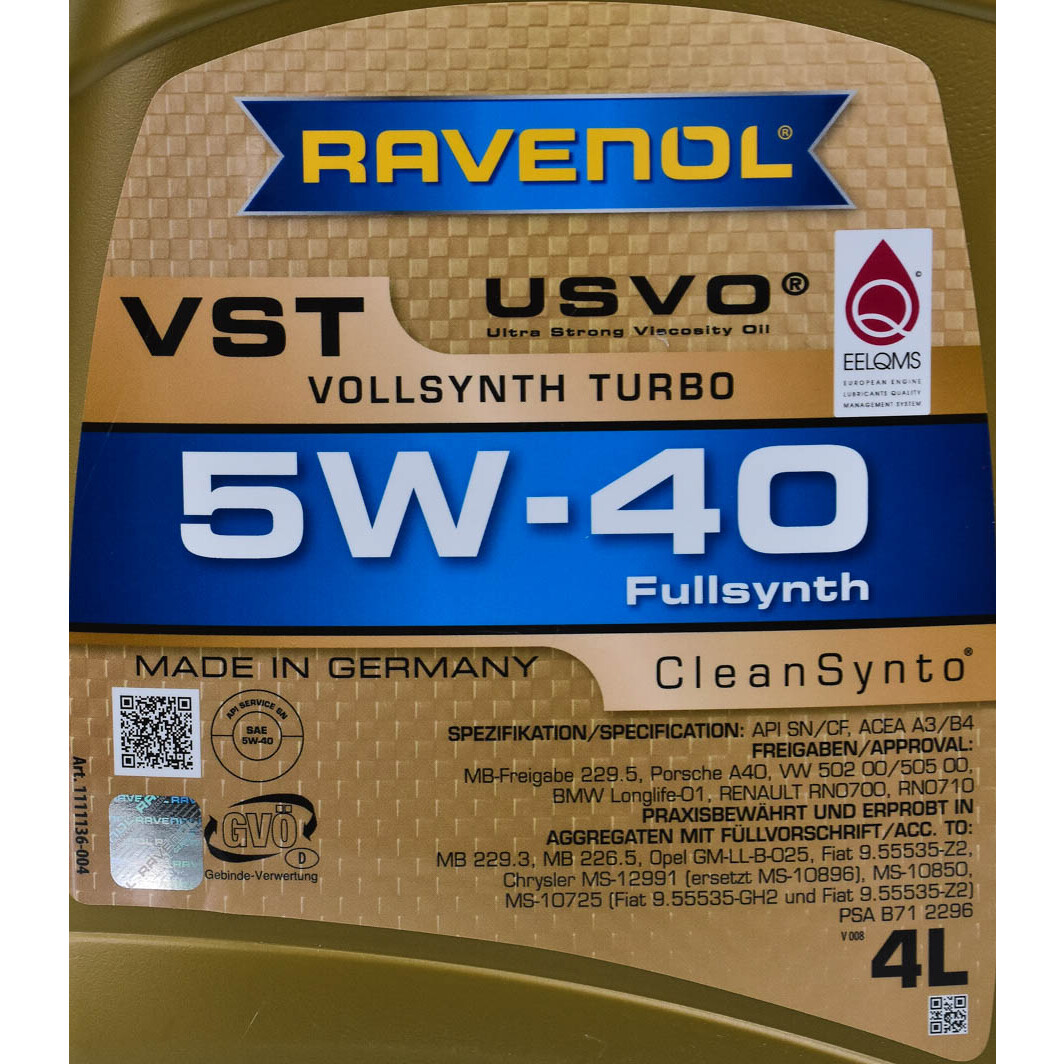 Моторна олива Ravenol VST 5W-40 4 л на Renault Koleos