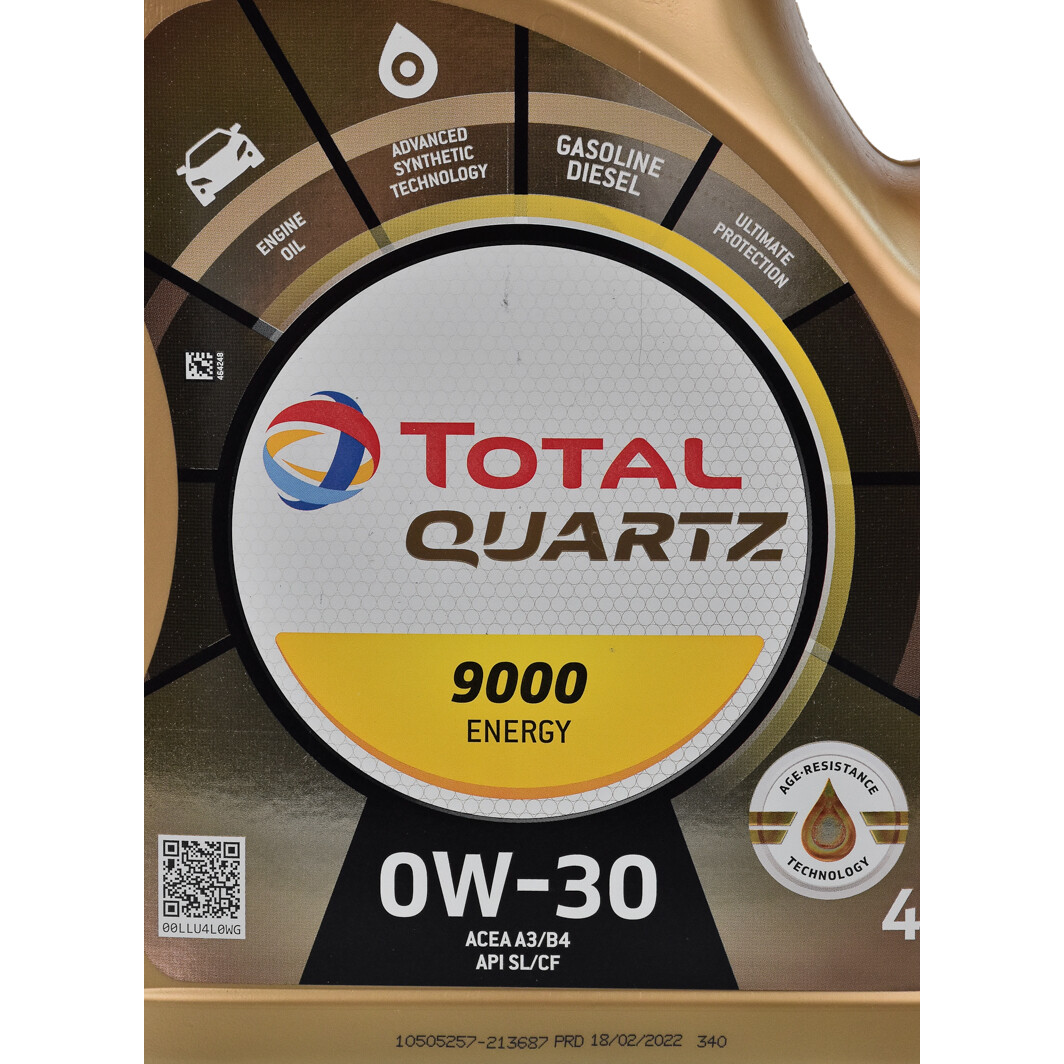 Моторна олива Total Quartz 9000 Energy 0W-30 4 л на Citroen C2