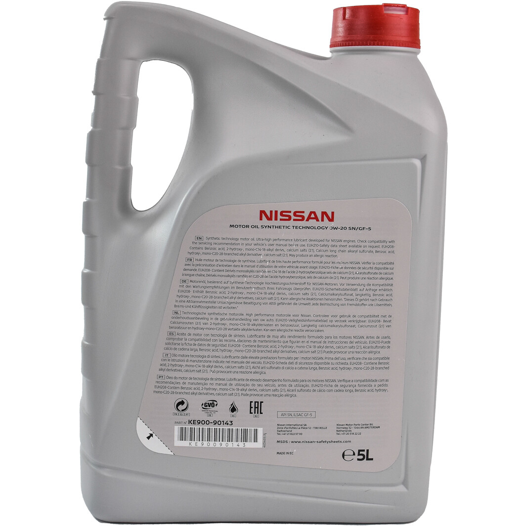 Моторна олива Nissan Motor Oil SN/GF-5 0W-20 5 л на Mitsubishi L200