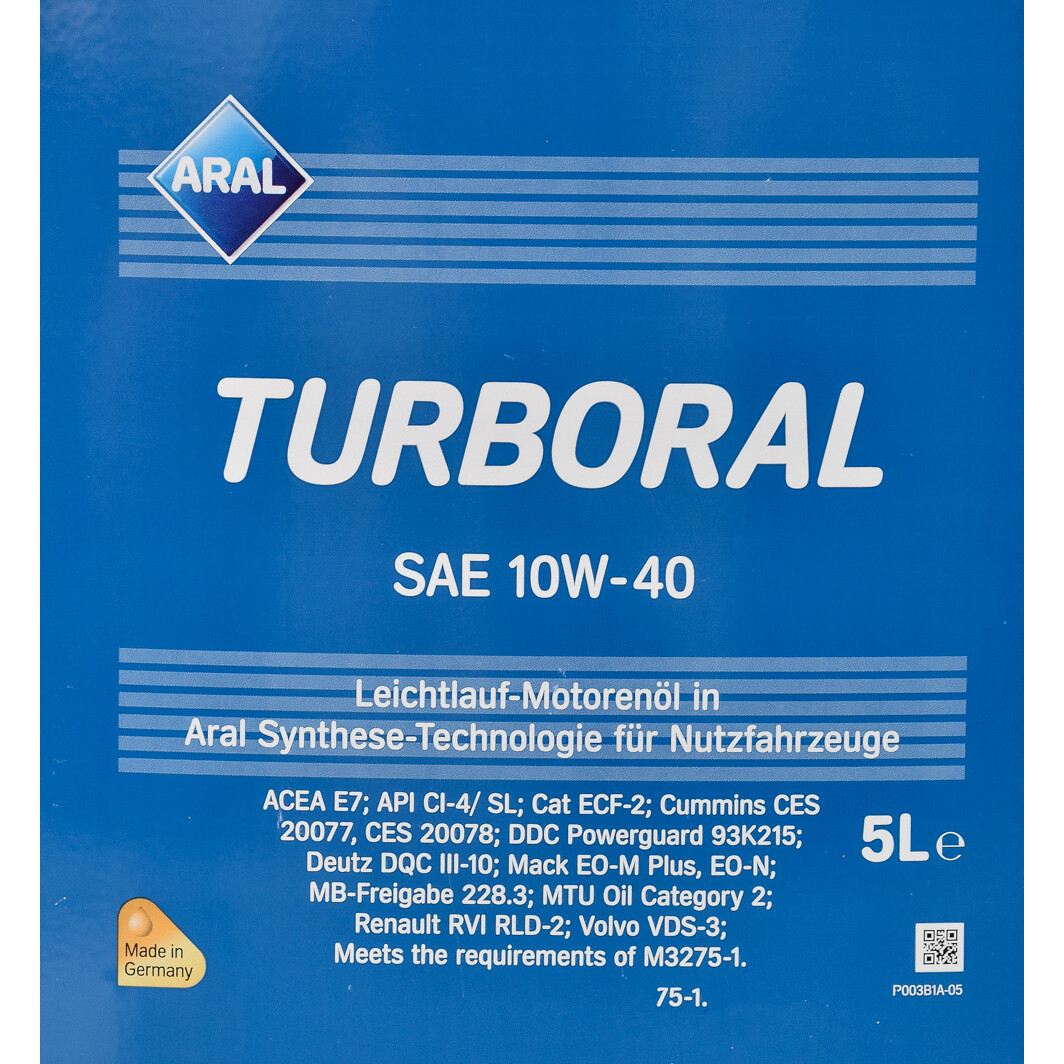 Моторное масло Aral Turboral 10W-40 5 л на Audi A7