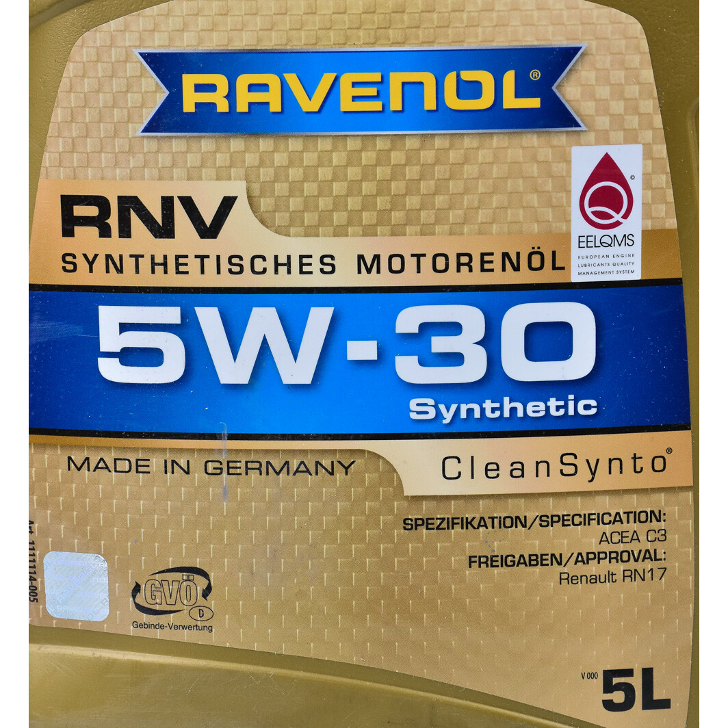 Моторное масло Ravenol RNV 5W-30 5 л на Dodge Avenger