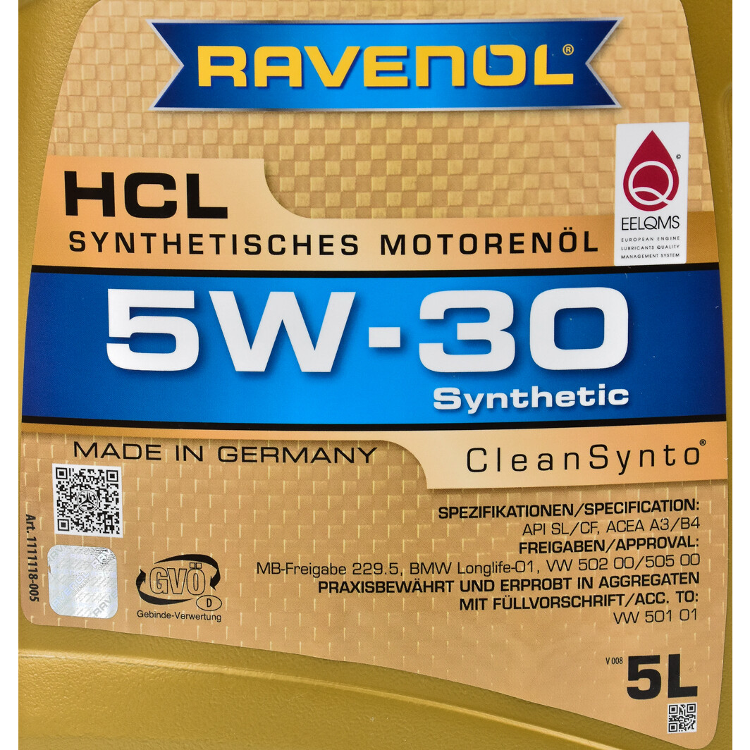 Моторное масло Ravenol HCL 5W-30 5 л на Dacia Lodgy