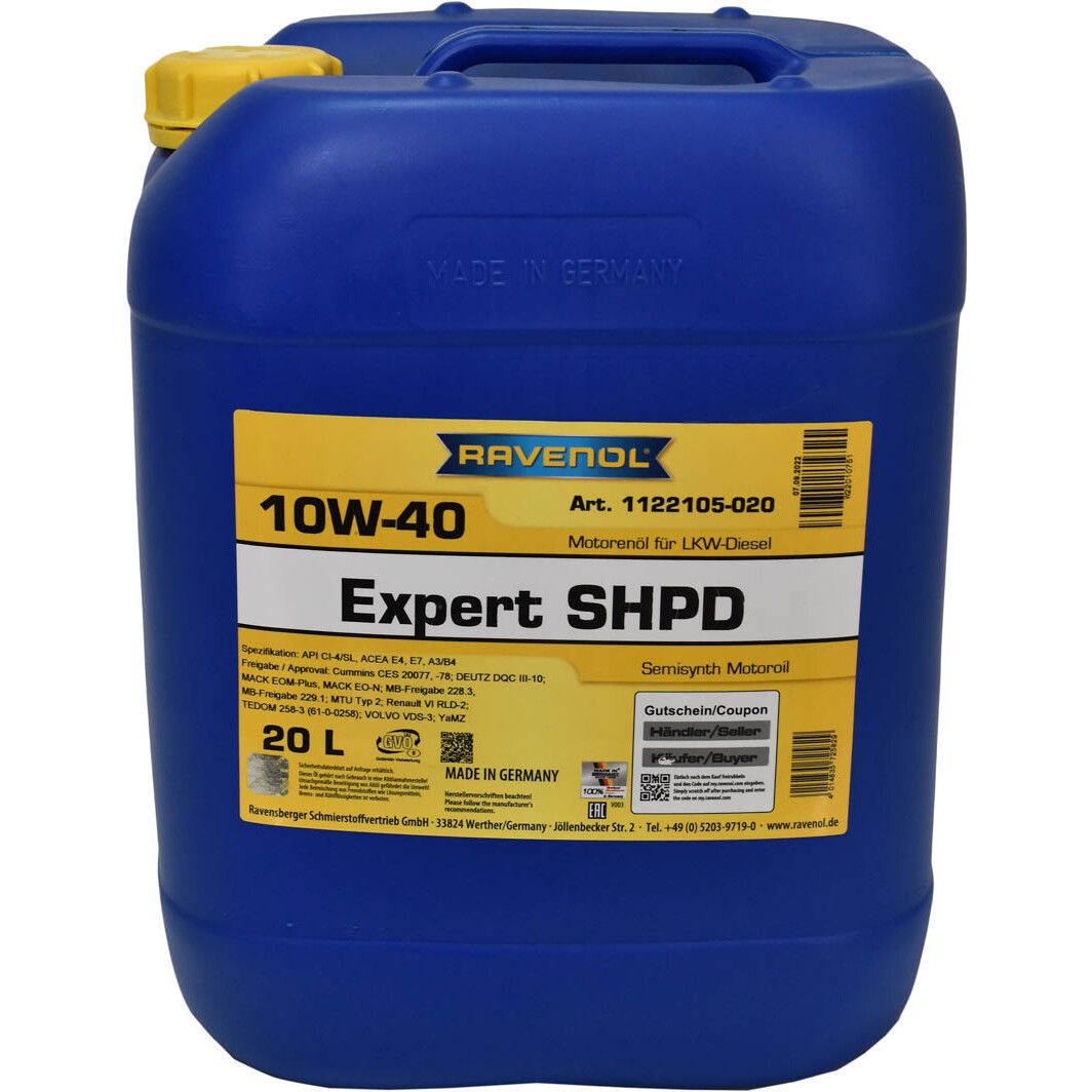 Моторное масло Ravenol Expert SHPD 10W-40 20 л на Citroen C6